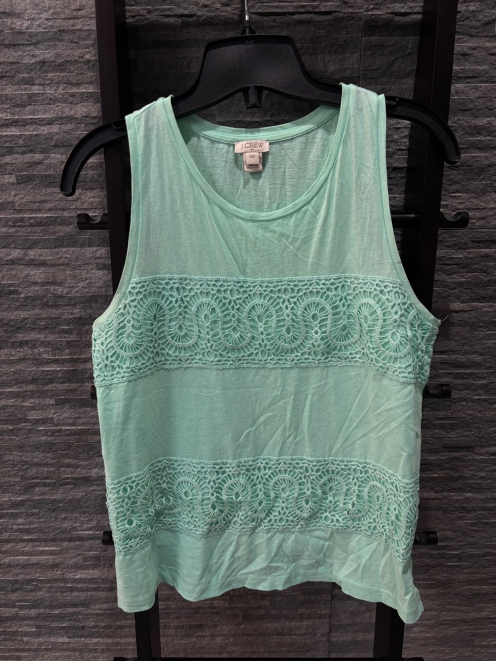 J. Crew Mint Crochet Lace Panel Tank Top